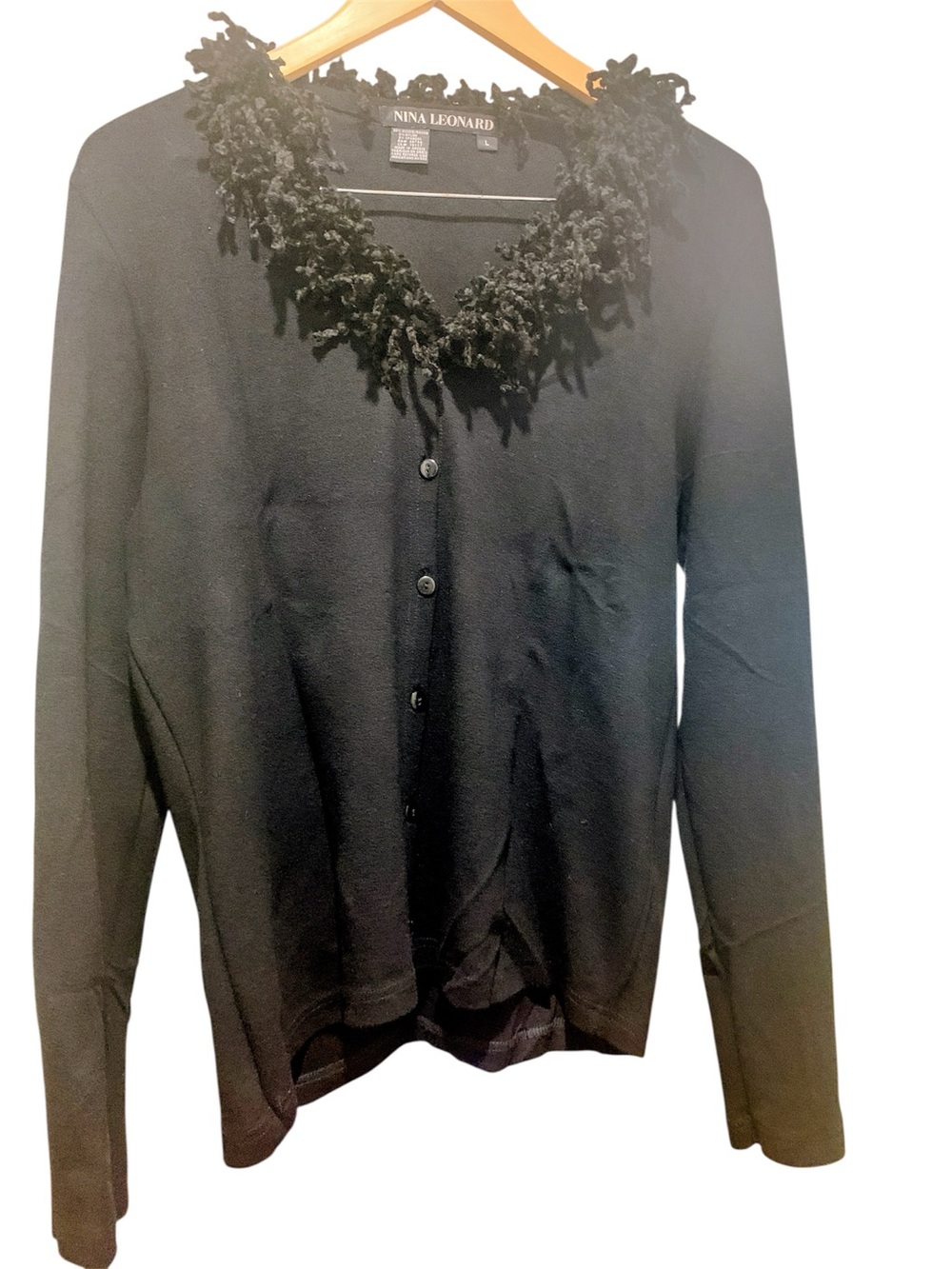 Nina Leonard Faux Shearling Cardigan, Large
